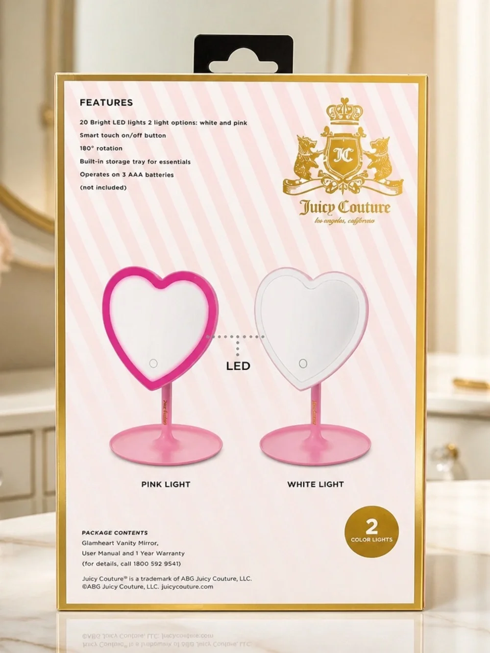 Juicy Couture Glamheart Pink Vanity Mirror Heart Shaped New